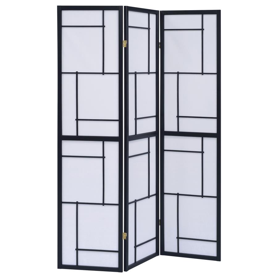 (image for) Damis 3-Panel Room Divider Folding Shoji Screen Black