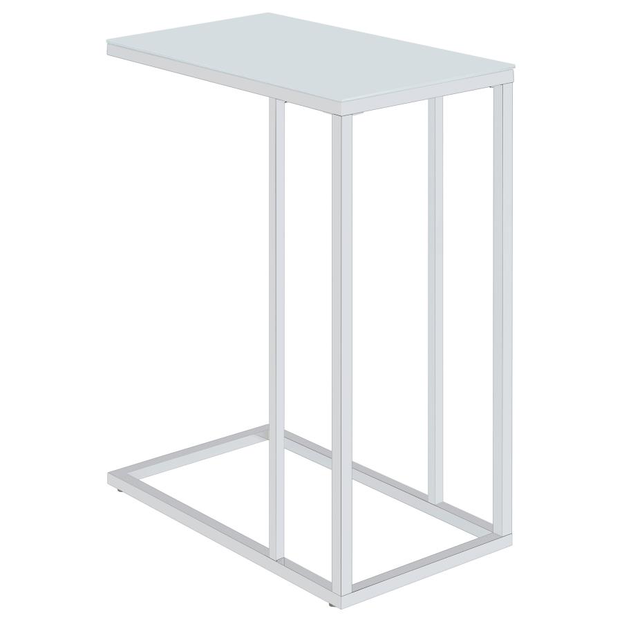 (image for) Stella Glass Top C-Shaped Sofa Side Table Chrome