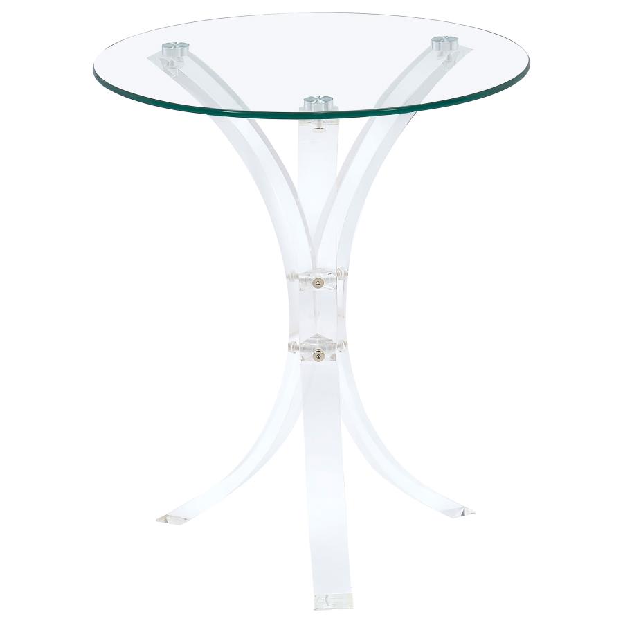 (image for) Laning Round Glass Top Acrylic Side Table Clear