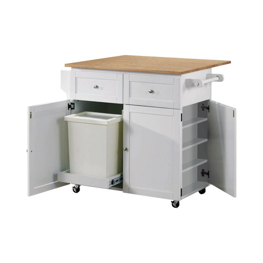 (image for) Jalen 3-door Mobile Kitchen Cart Natural Brown and White