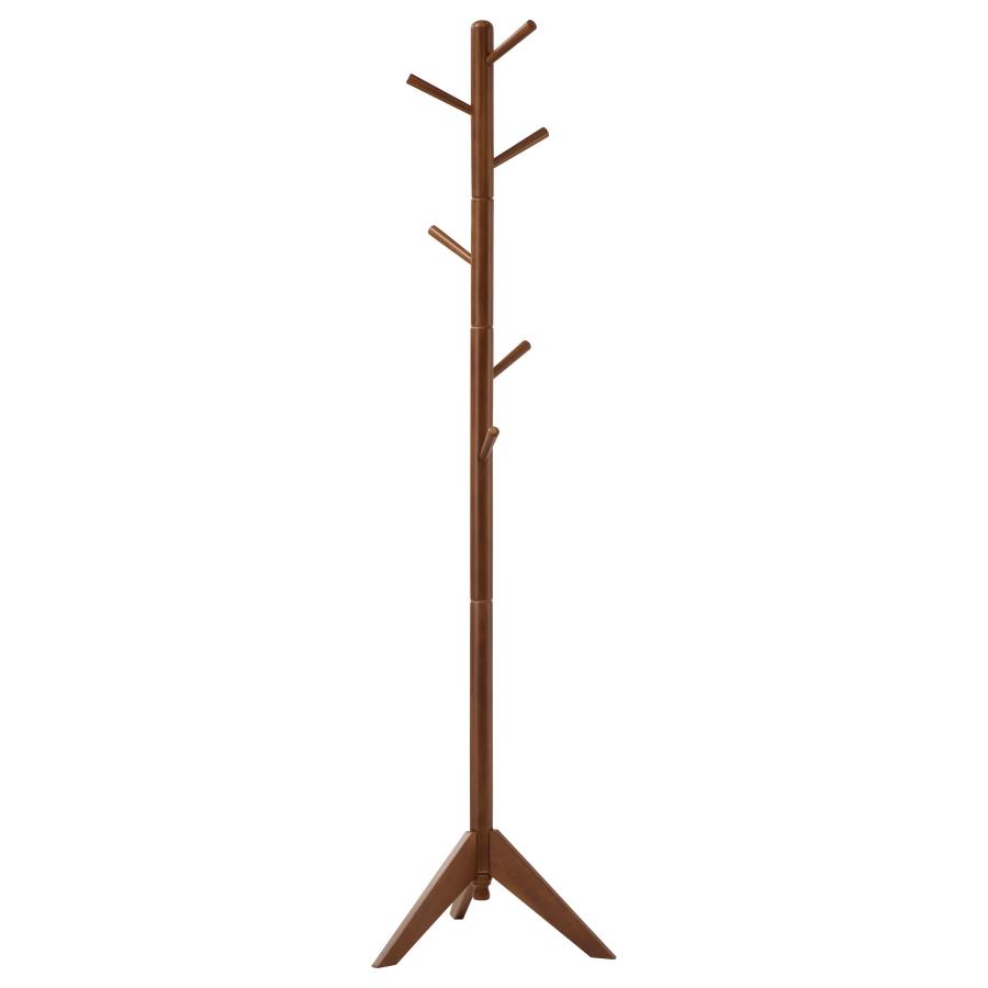 (image for) Devlin 6 Hook Freestanding Wood Coat Rack Hat Hanger Walnut