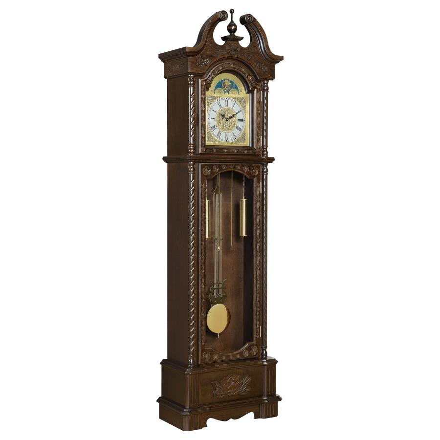 (image for) Cedric Grandfather Clock with Adjustable Chime Golden Brown