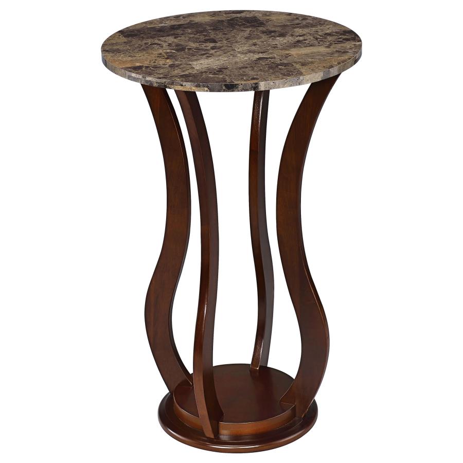 (image for) Elton Round Faux Marble Top Accent Side Table Brown