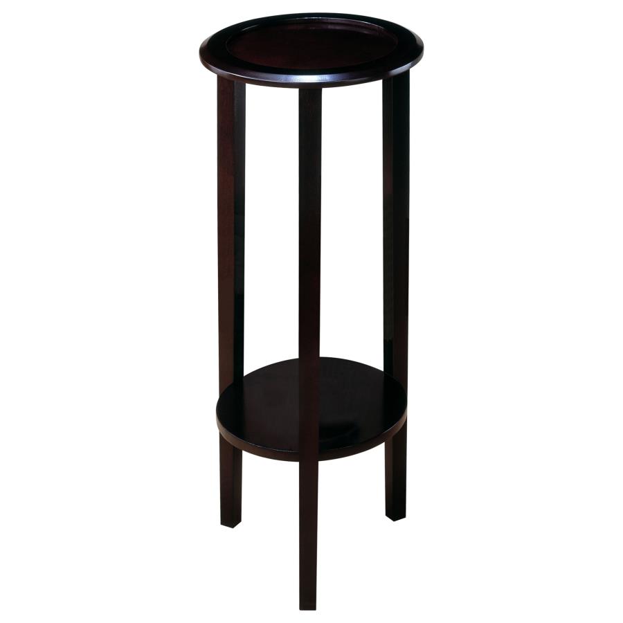 (image for) Kirk 1-shelf Round Wood Plant Stand Side Table Espresso