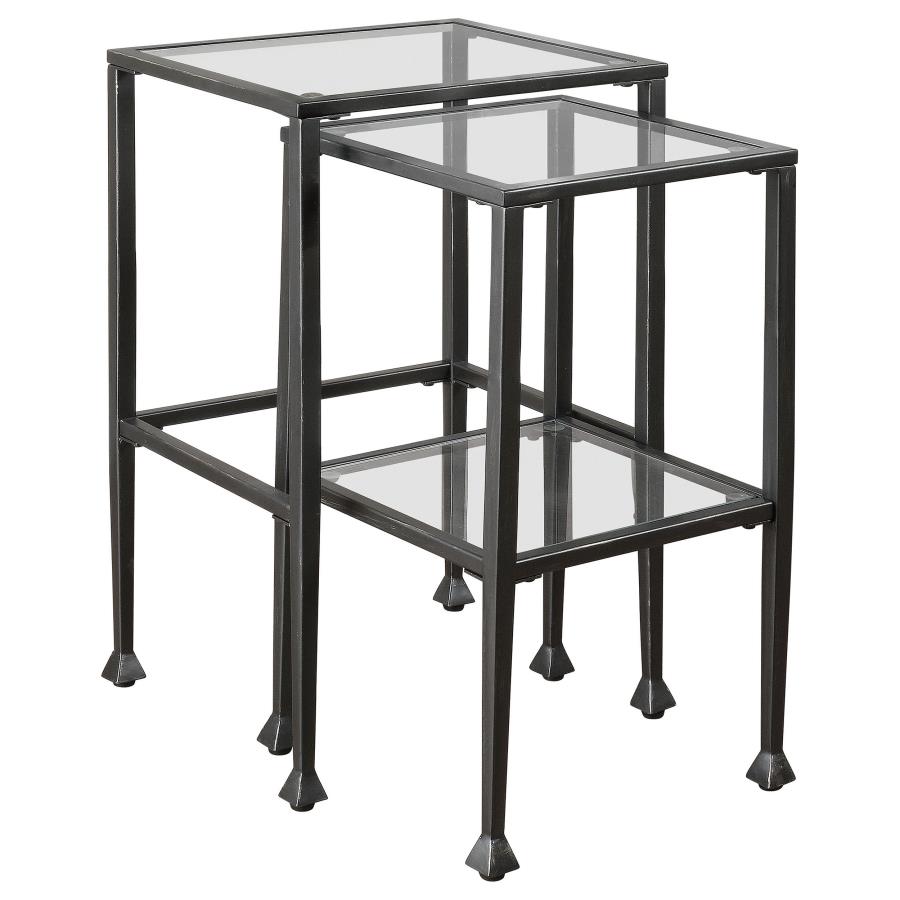 (image for) Leilani 2-piece Glass Top Nesting Table Set Black