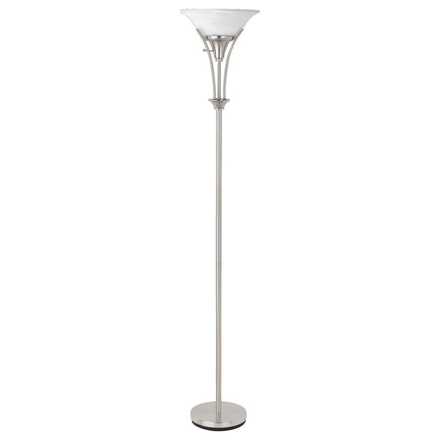 (image for) Archie 71-inch Frosted Torchiere Floor Lamp Brushed Steel