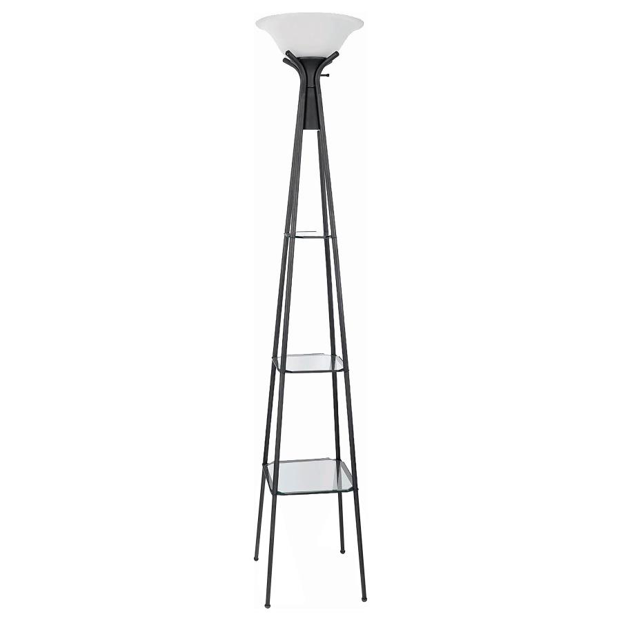 (image for) Gianni 70-inch 3-shelf Frosted Torchiere Floor Lamp Black