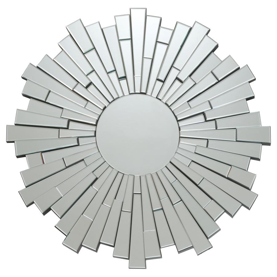 (image for) Danika 40 x 40 Inch Round Sunburst Wall Mirror Silver