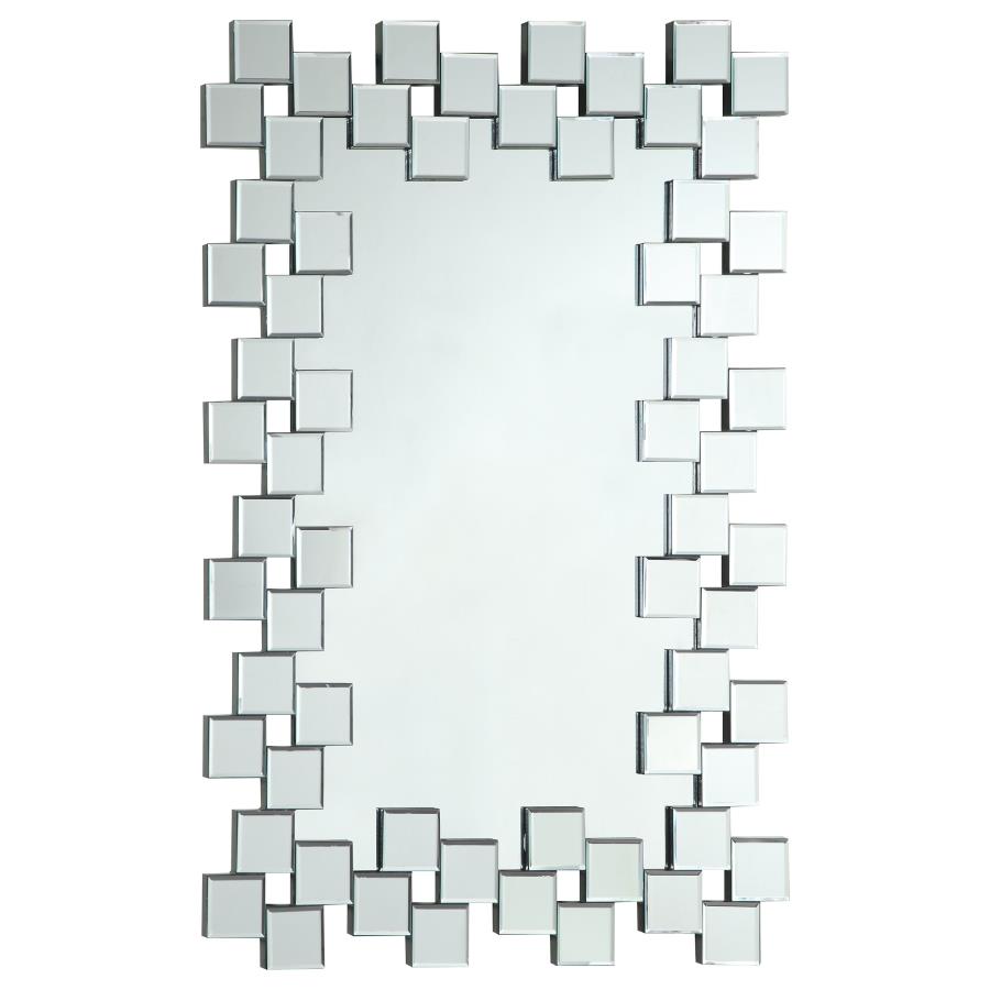 (image for) Pamela 32 x 47 Inch Rectangular Frameless Wall Mirror Silver