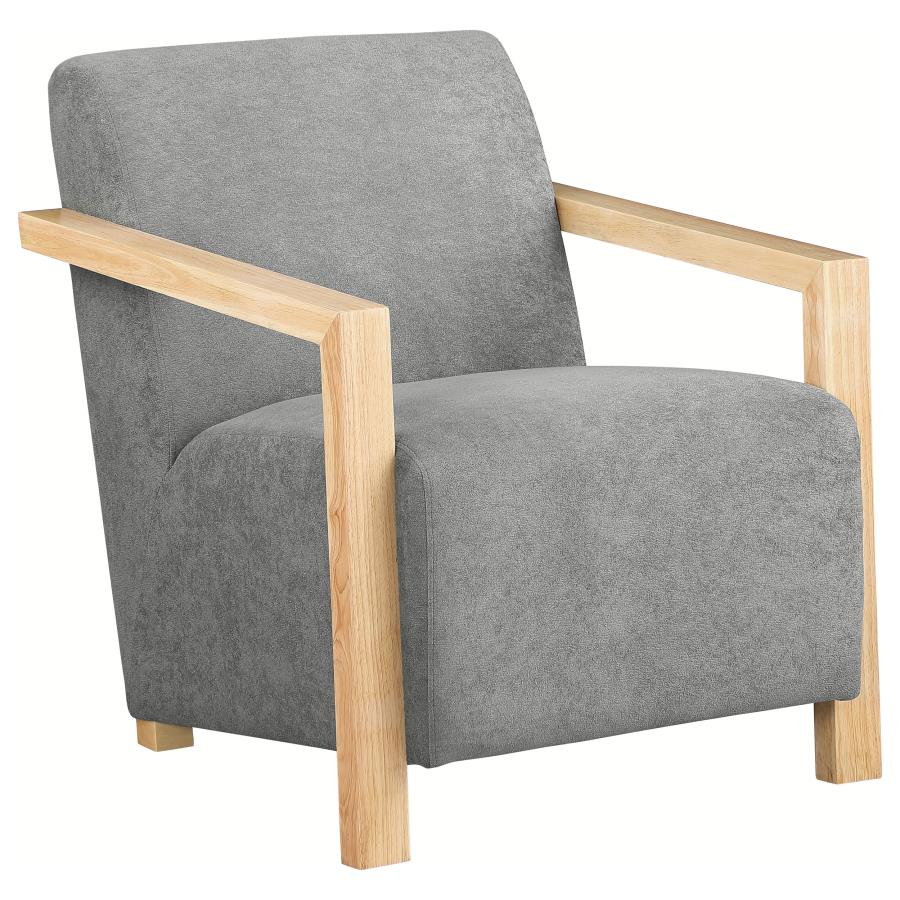 (image for) Diego Upholstered Accent Arm Chair with Wood Arms Grey