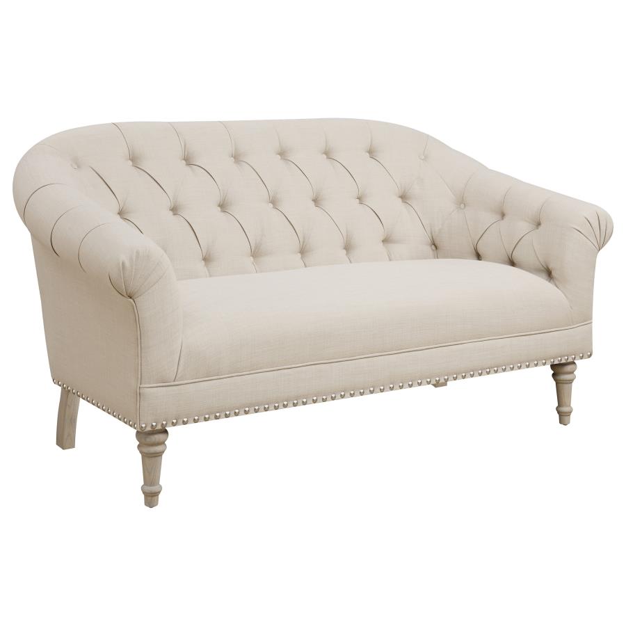 (image for) Billie Upholstered Rolled Arm Tufted Loveseat Natural