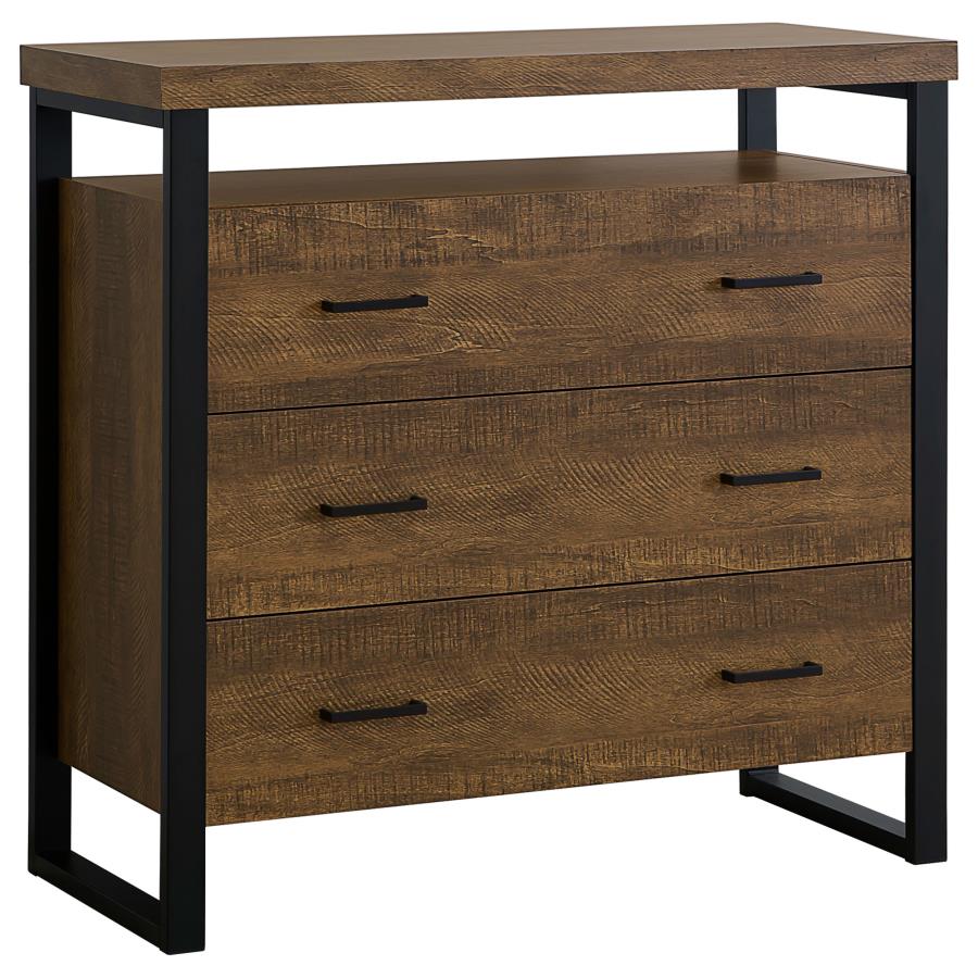 (image for) Thompson 3-drawer Accent Cabinet Rustic Amber