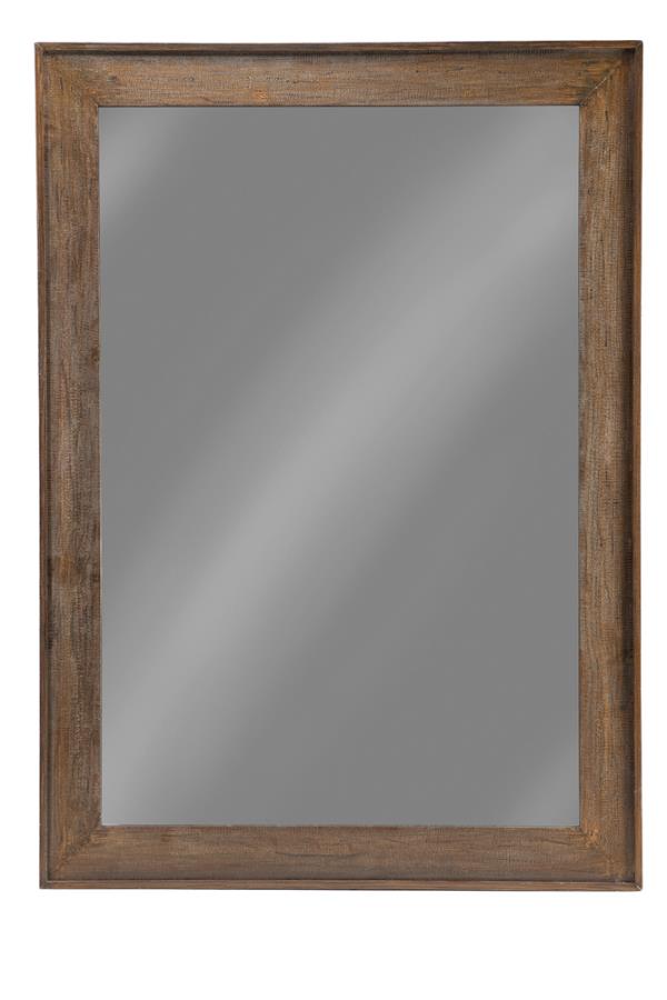 (image for) Odafin 59 x 83 Inch Wood Frame Floor Mirror Distressed Brown