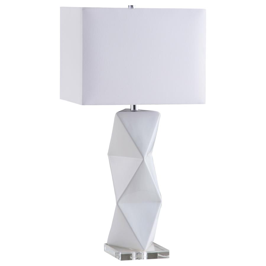 (image for) Camie 32-inch Rectangular Shade Geometric Table Lamp White