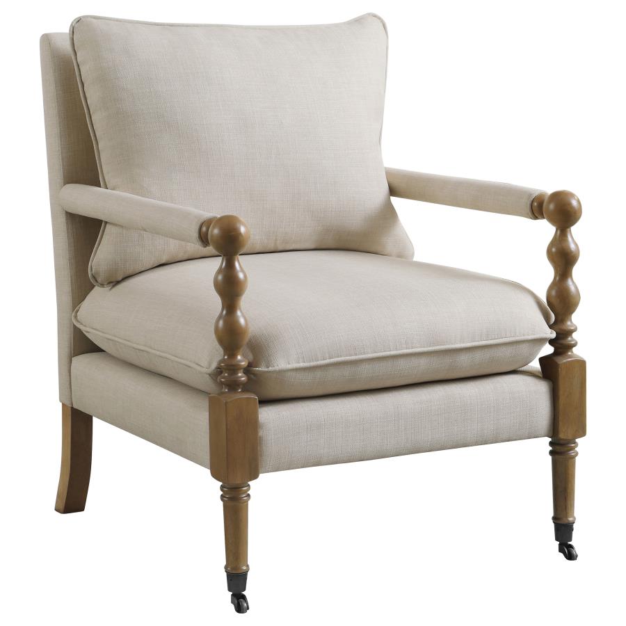 (image for) Dempsy Upholstered Accent Chair with Casters Beige