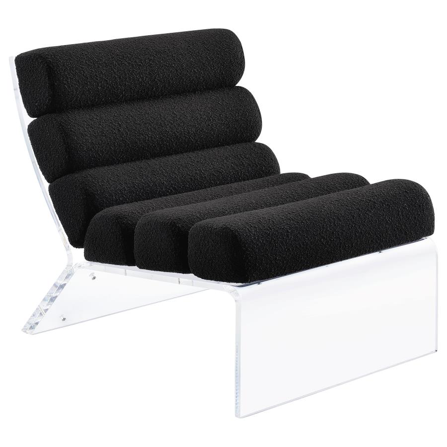 (image for) Serreta Boucle Upholstered Armless Acrylic Chair Black