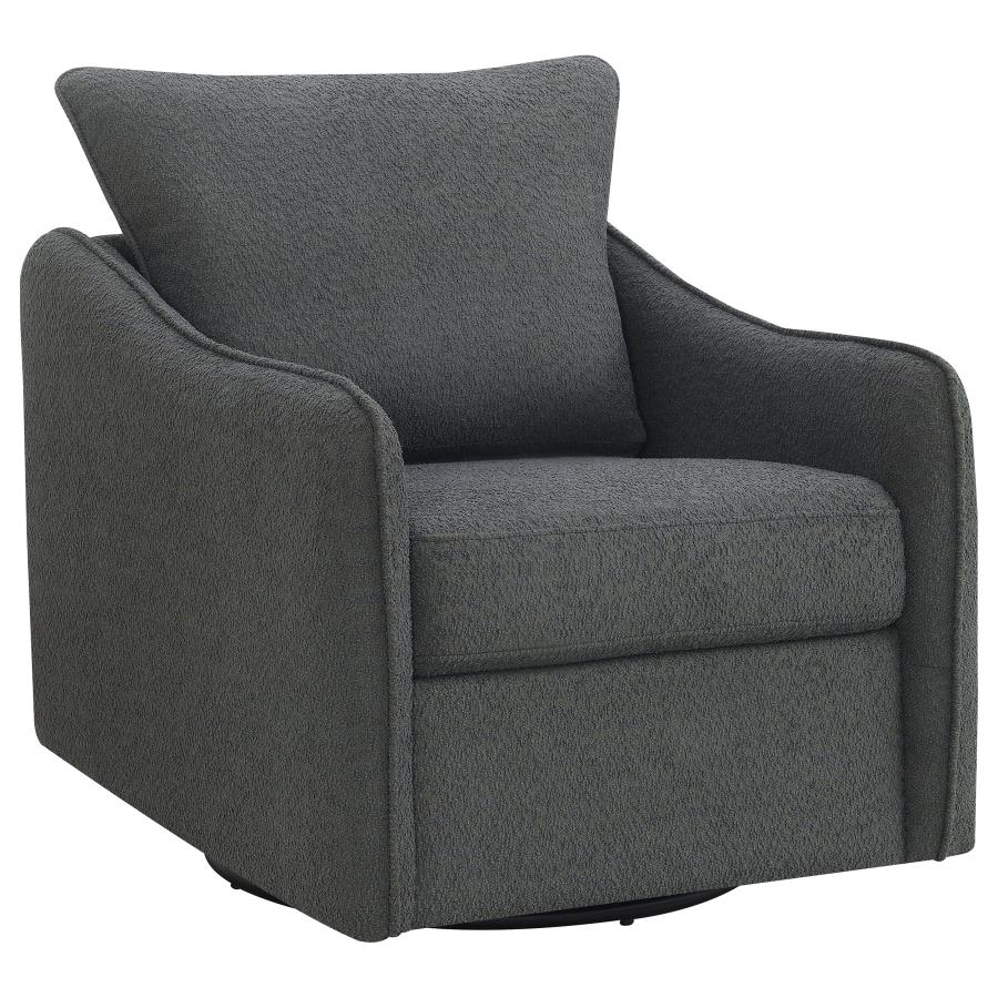 (image for) Madia Upholstered Sloped Arm Swivel Glider Chair Charcoal