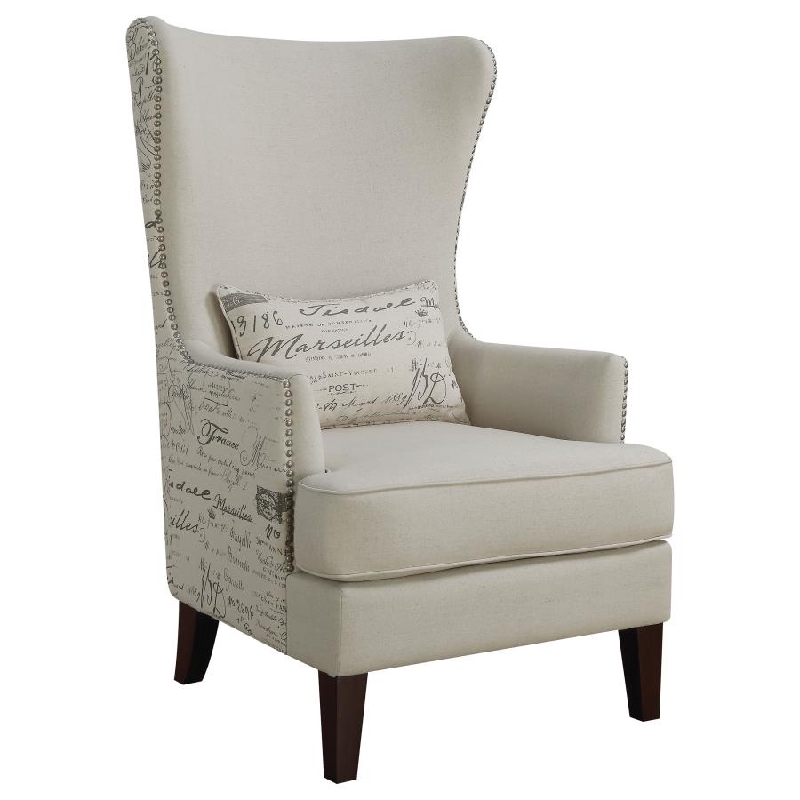 (image for) Pippin Upholstered High Wingback Accent Chair Cream