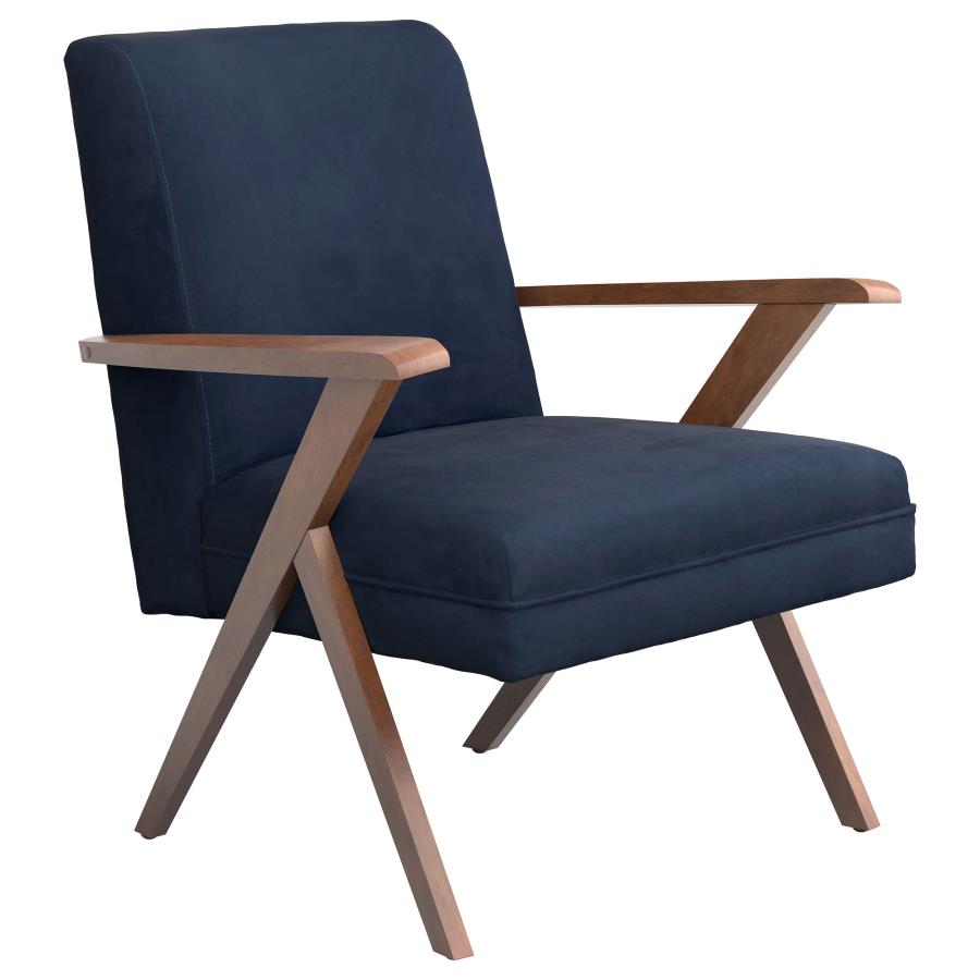 (image for) Cheryl Upholstered Wood Arm Accent Chair Dark Blue