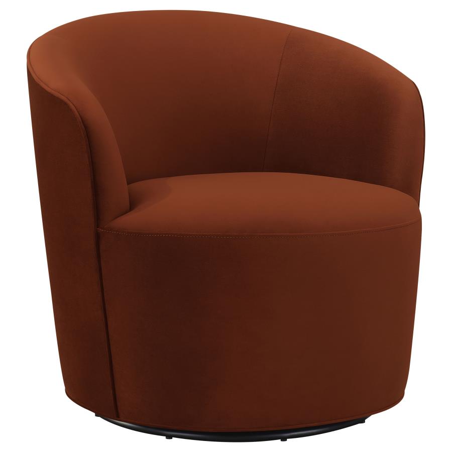 (image for) Joyce Upholstered Barrel Back Swivel Chair Burnt Orange