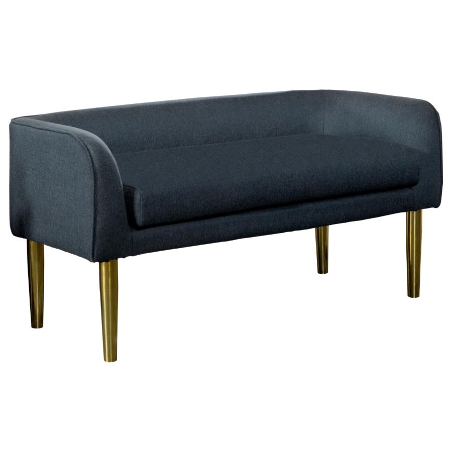 (image for) Low Back Upholstered Bench Blue and Gold