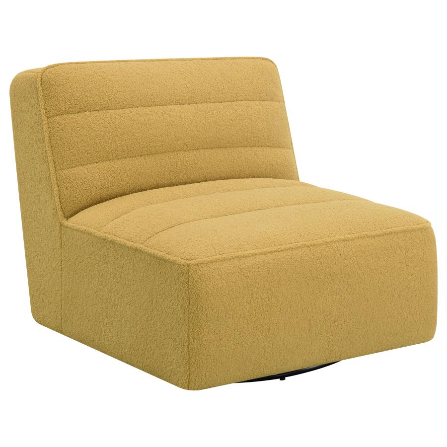 (image for) Cobie Upholstered Armless Swivel Chair Mustard