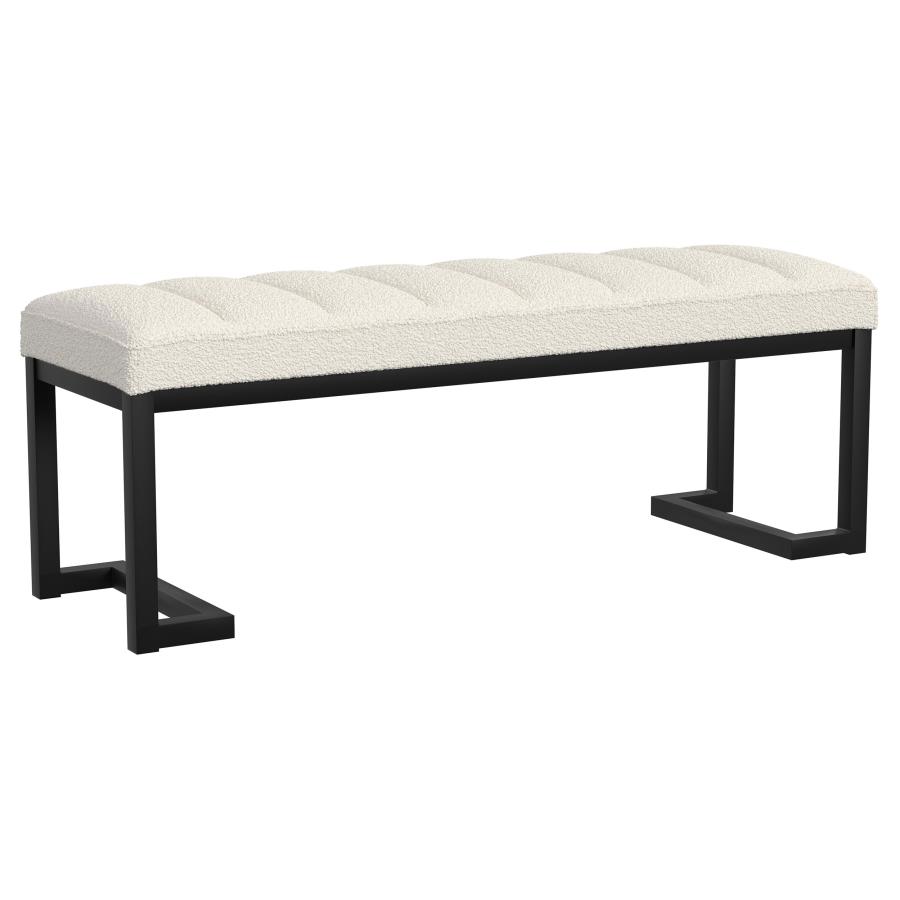 (image for) Mesa Boucle Upholstered Tufted Accent Bench Vanilla