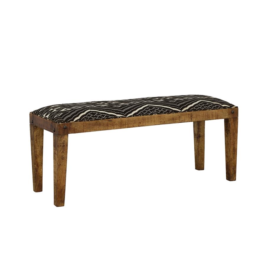 (image for) Lamont Fabric Upholstered Accent Bench Black and Natural