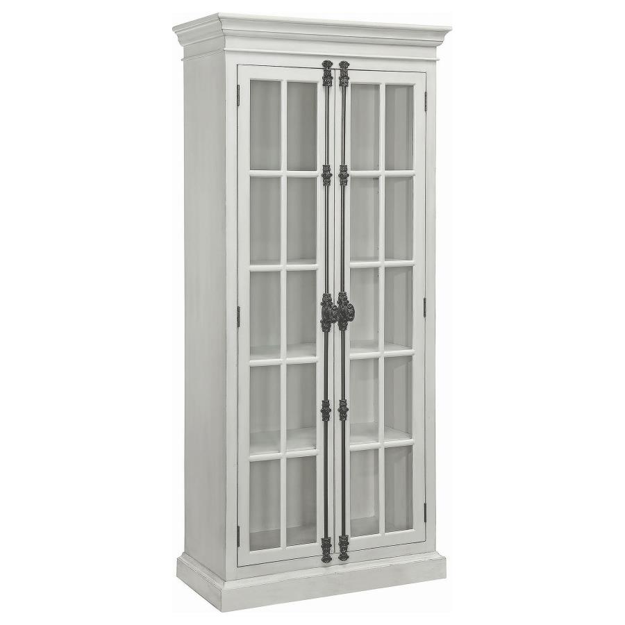 (image for) Toni 2-door Wood Tall Storage Cabinet Distressed White