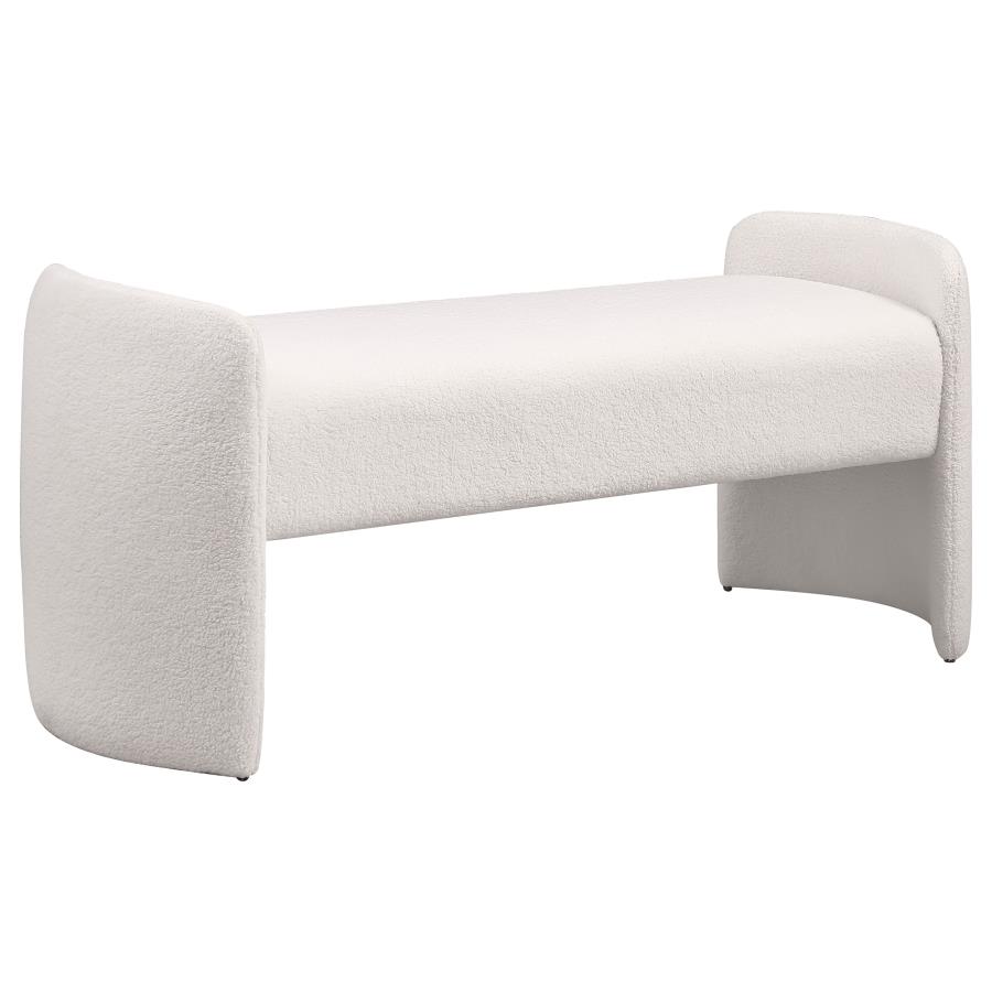 (image for) Peoria Velvet Upholstered Accent Bench Ivory