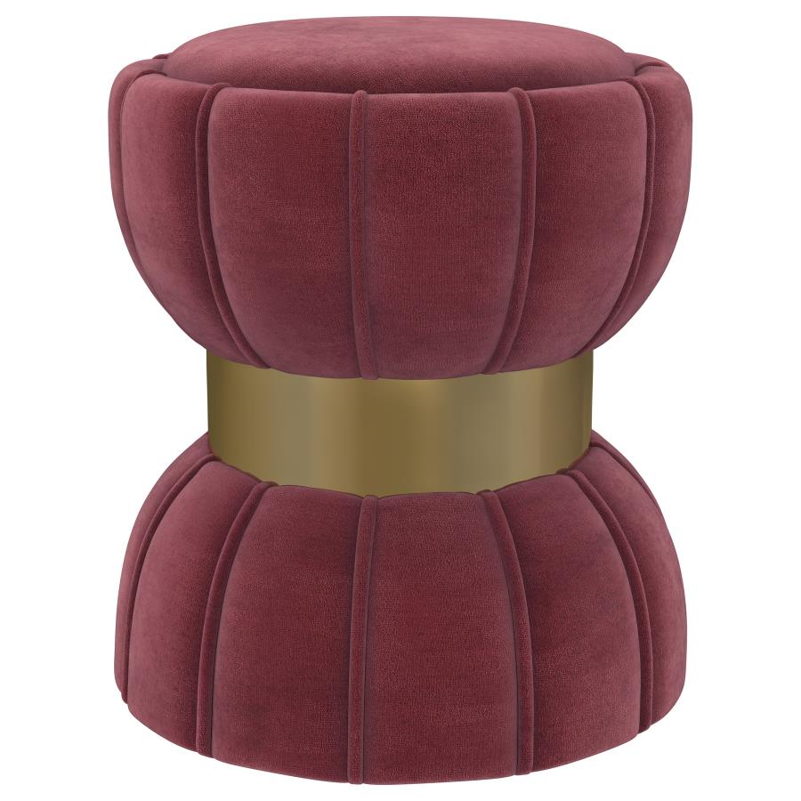 (image for) Sora Round Upholstered Ottoman Berry