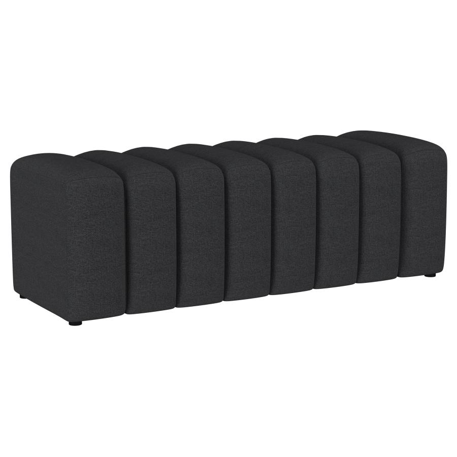 (image for) Summer Fabric Upholstered Tufted Accent Bench Charcoal