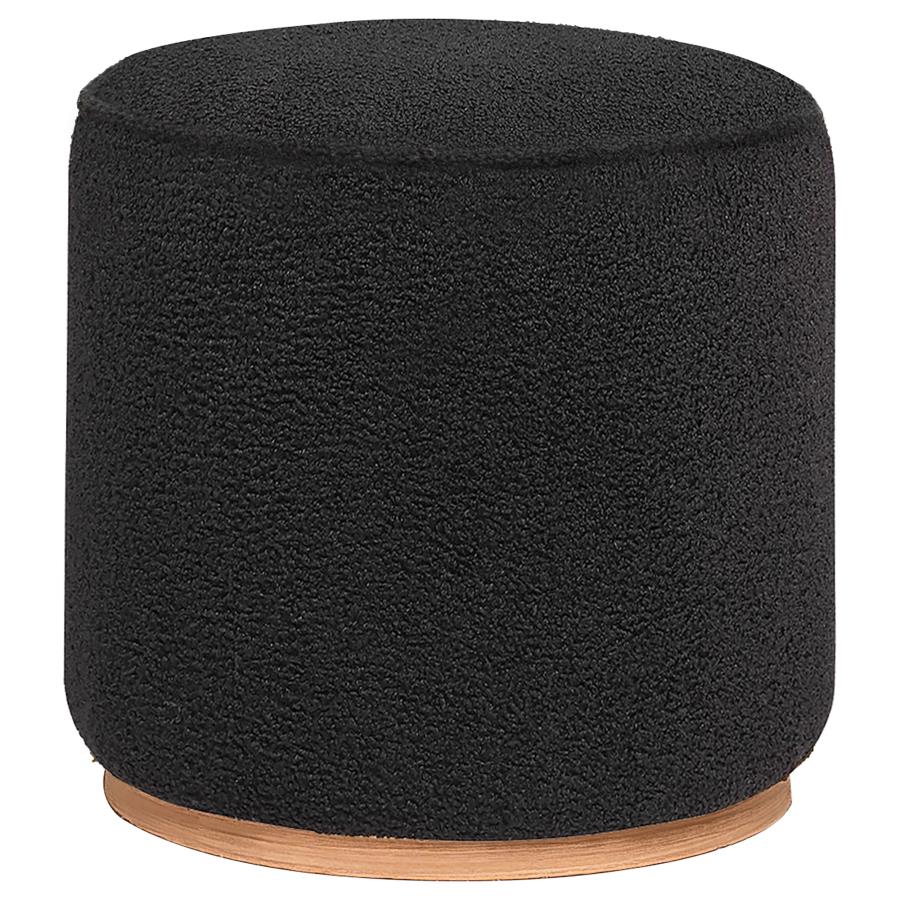 (image for) Zena Faux Sheepskin Upholstered Round Ottoman Black