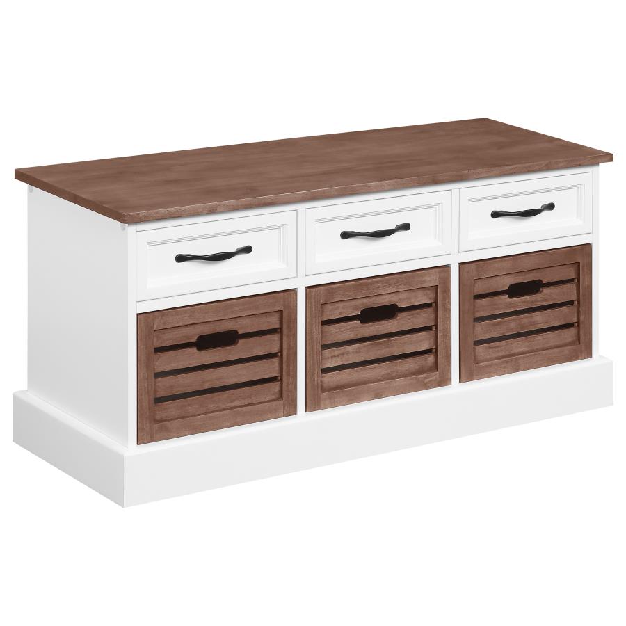 (image for) Alma 3-drawer Storage Bench Weathered Brown and White