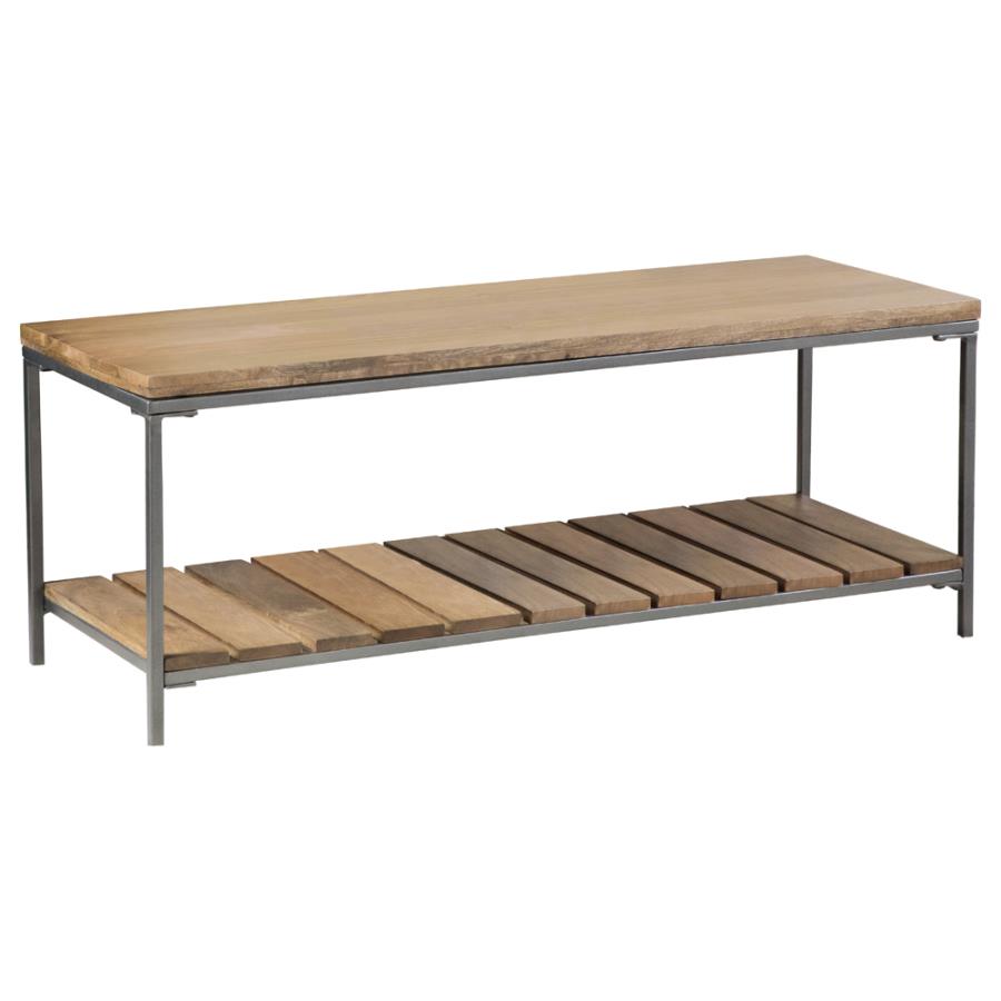 (image for) Gerbera Wood Accent Bench with Shelf Natural and Gunmetal