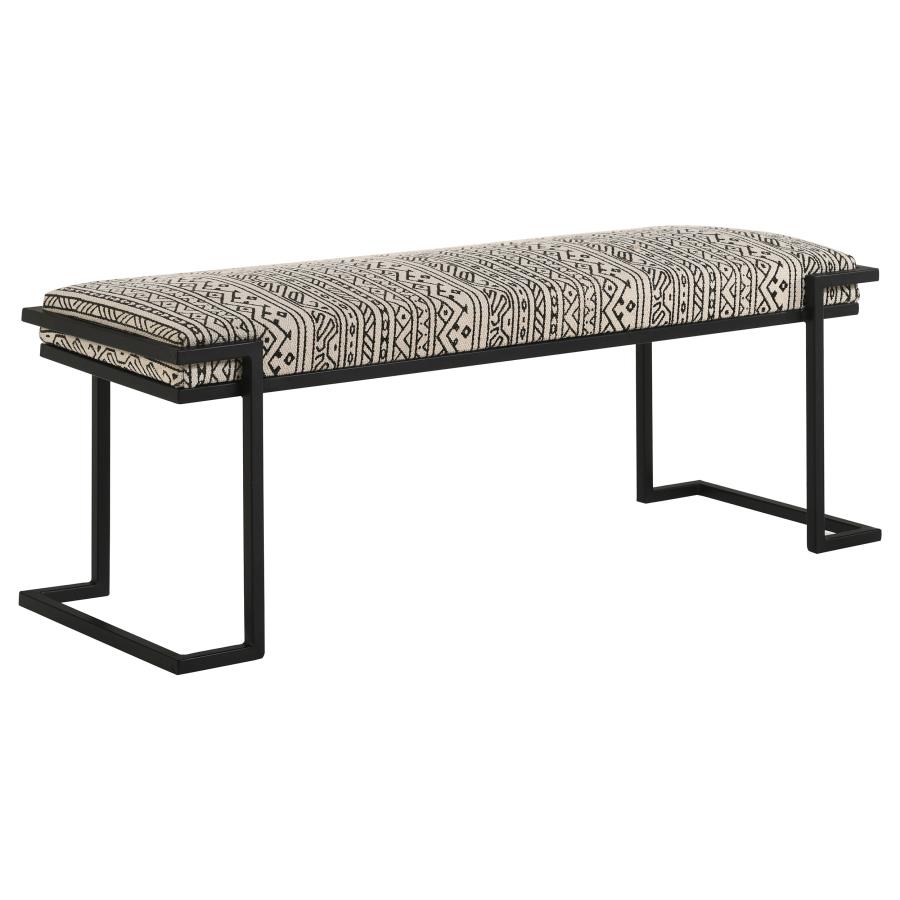 (image for) Alfaro Fabric Upholstered Accent Bench Black and White