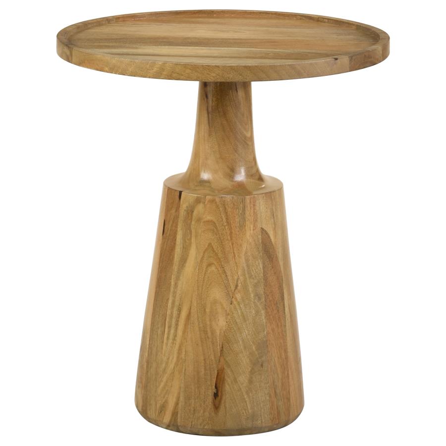 (image for) Ixia Round Solid Mango Wood Accent Side Table Natural