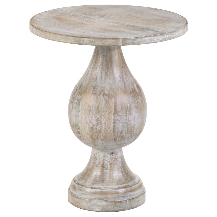 (image for) Dianella Round Pedestal Base Accent Side Table White Washed