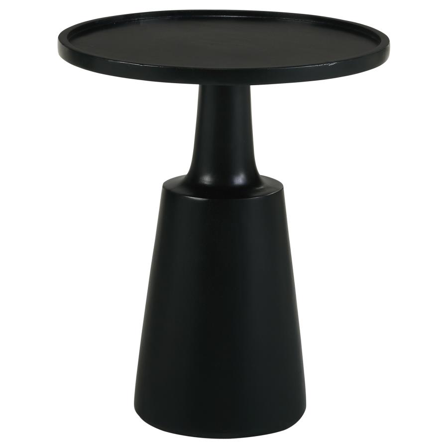 (image for) Ixia Round Solid Mango Wood Accent Side Table Black Stain