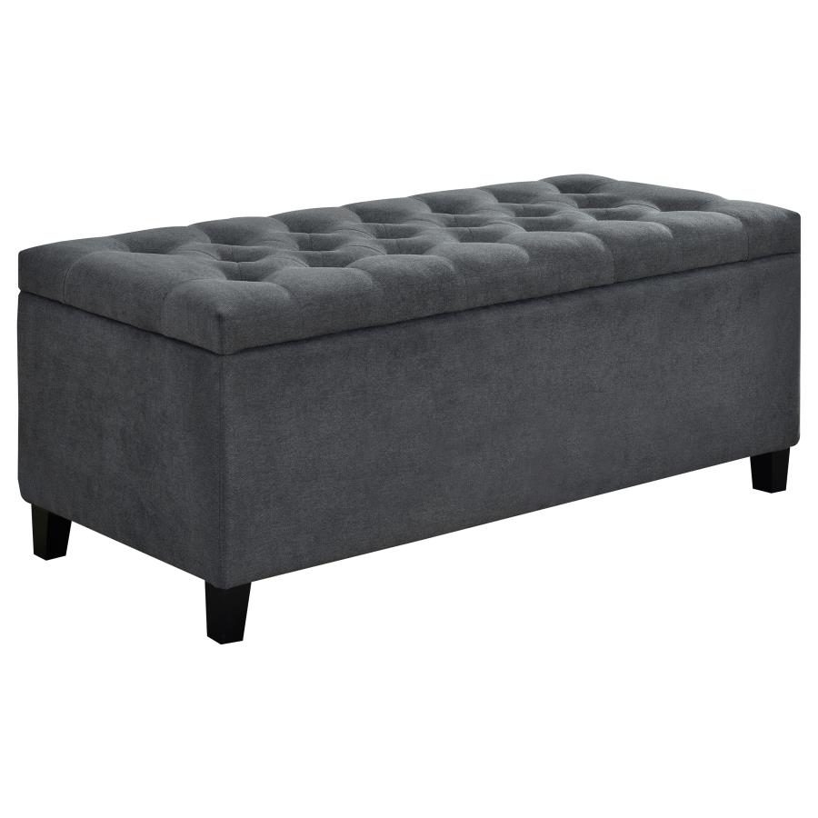 (image for) Samir Fabric Upholstered Tufted Storage Bench Charcoal