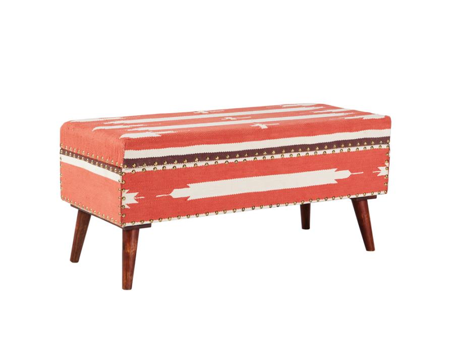 (image for) Noah Upholstered Storage Bench Orange and Beige