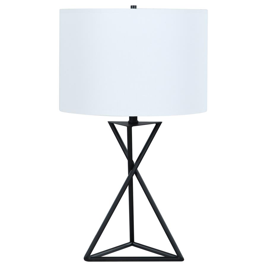 (image for) Mirio 26-inch Drum Shade Metal Bedside Table Lamp Black