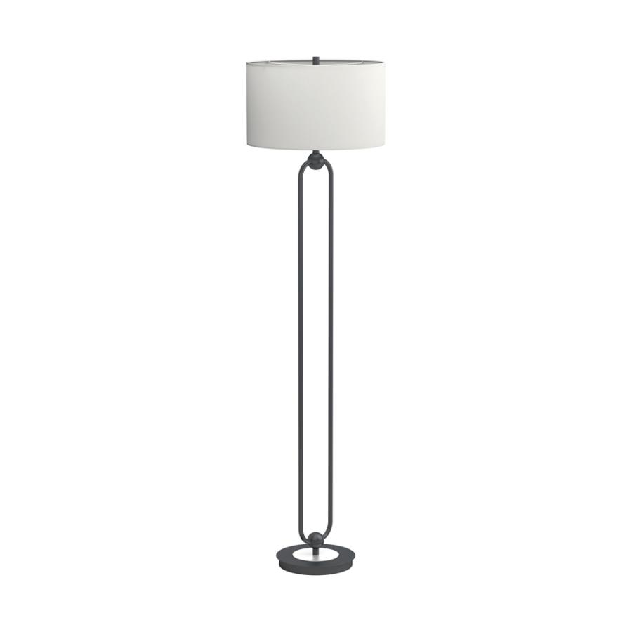 (image for) Drum Shade Floor Lamp White and Bronze