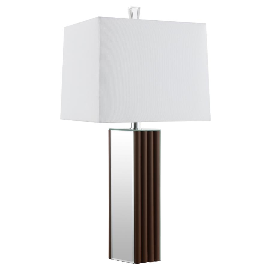 (image for) Elena 30-inch Square Tapered Mirrored Table Lamp Brown