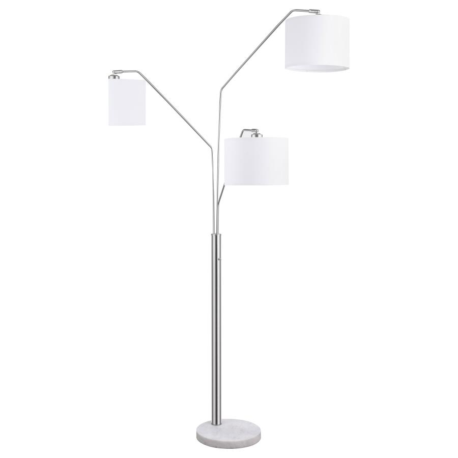 (image for) Jirou 84-inch Drum Shade Tree Floor Lamp Satin Nickel