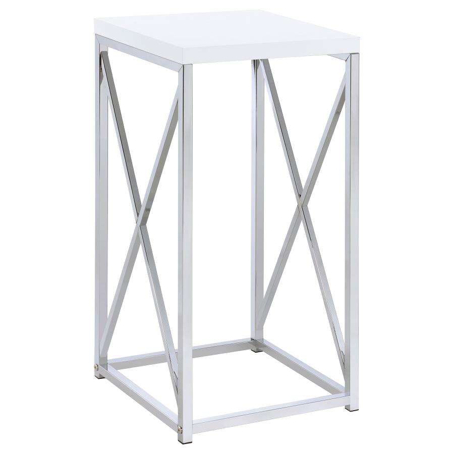 (image for) Edmund Square Accent Side Table White High Gloss and Chrome