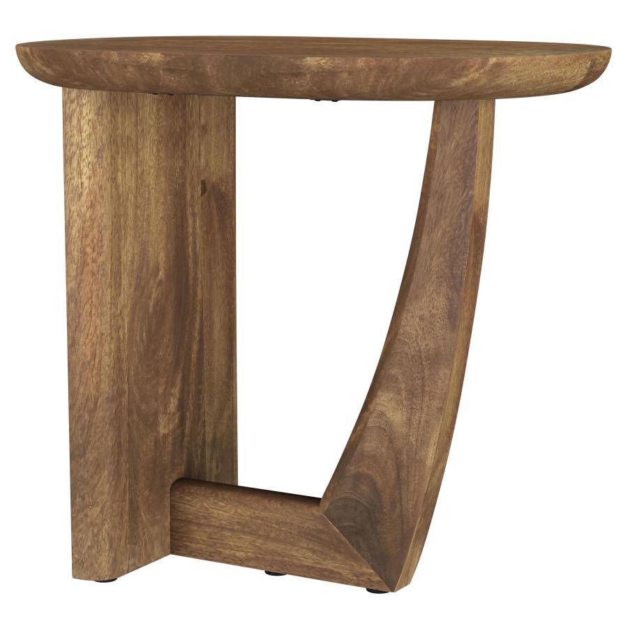 (image for) Fletcher Round Solid Mango Wood Accent Side Table Brown