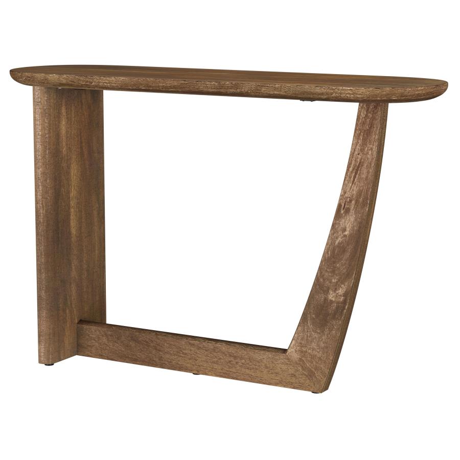 (image for) Fletcher Oval Solid Mango Wood Entryway Console Table Brown