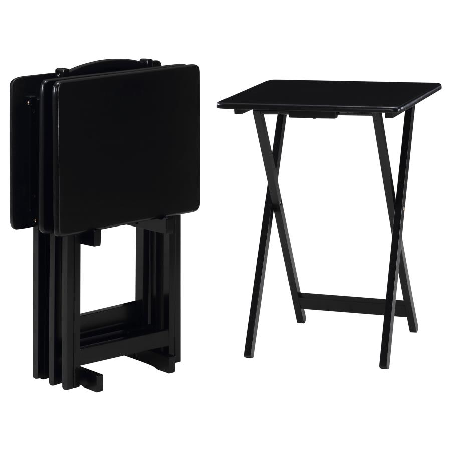 (image for) Donna 4-piece TV Tray Table Set with Stand Black