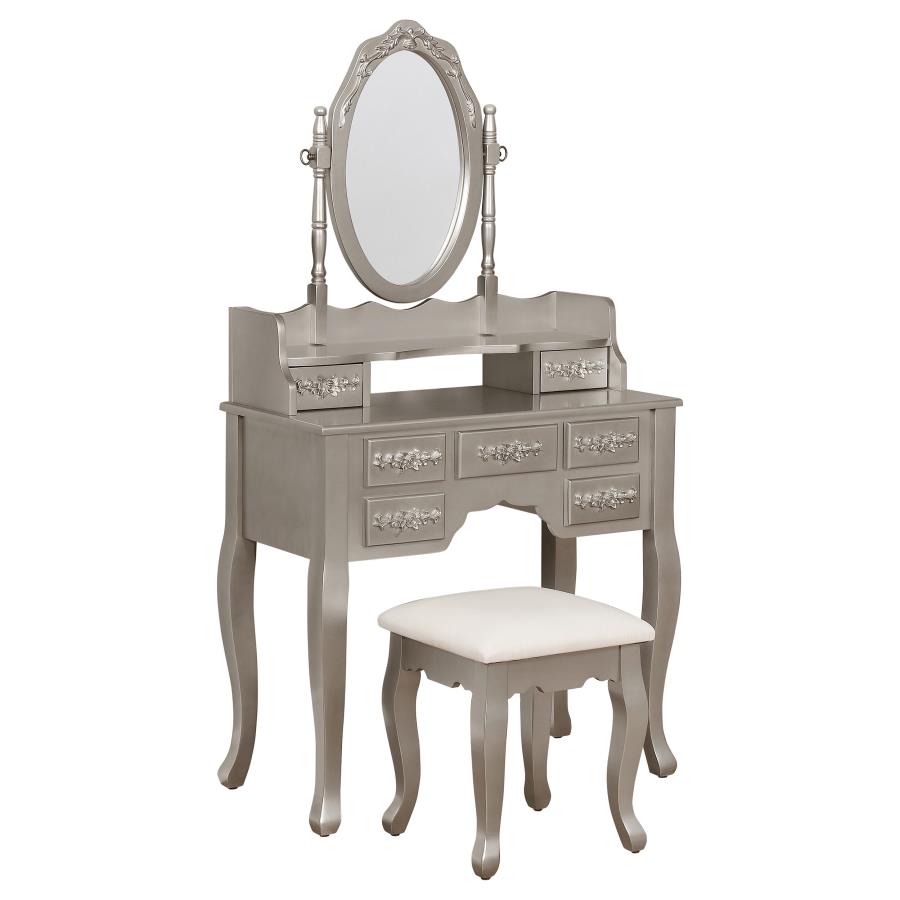 (image for) Sabrina 2-piece Vanity Set Metallic Silver and White